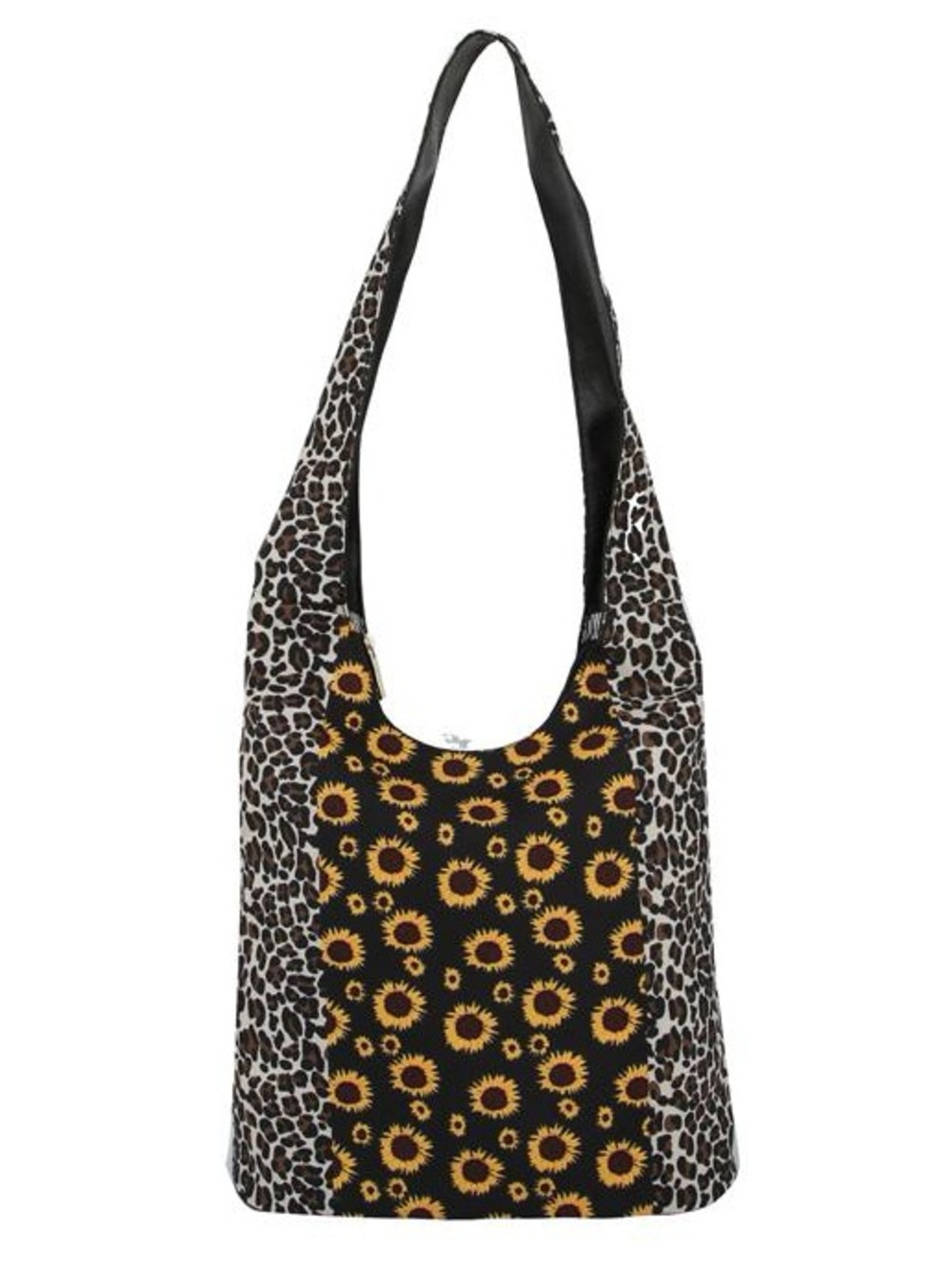 Sunflower & Leopard Print Shoulder Bag - Black and Brown